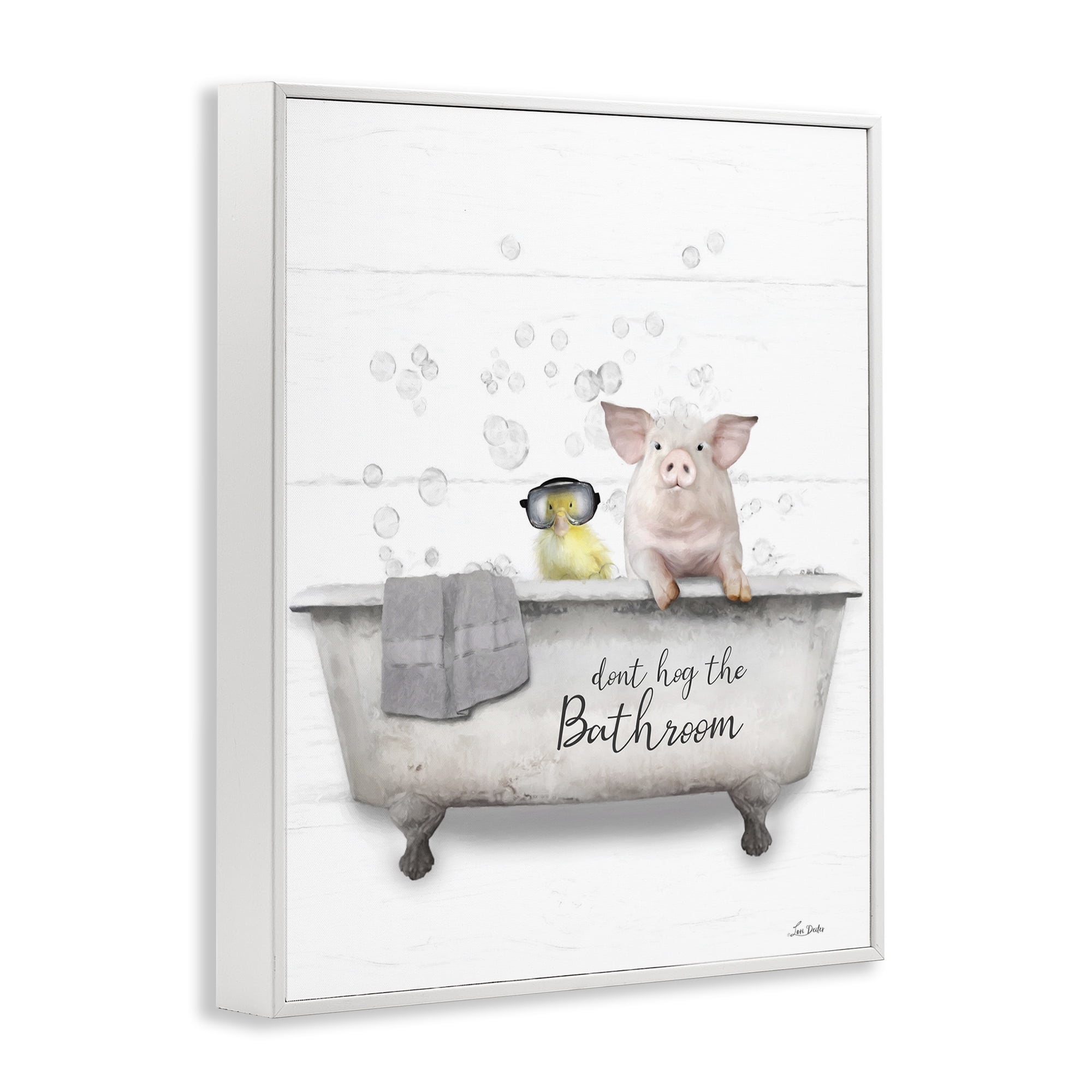 Stupell Industries Don't Hog Bathroom Typography Painting White Framed Art Print Wall Art, 16 x 20