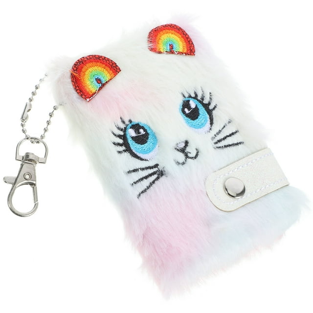 Plush Diary Book Cartoon Plush Mini Pocket Notebook with Keychain Mini Diary Book