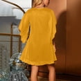 thumbnail image 4 of Women's Short Sleeve Holiday Party Dress Solid Color V Neck Metallic Print Casual Dresses Yellow S, 4 of 6