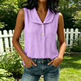 thumbnail image 5 of Rhuody Women Tops Sleeveless Button Front Shirt For Summer Slouchy Crewneck Tank Tops Womens Clothes Purple, 5 of 9