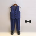 thumbnail image 3 of OGLCCG Boys' 3-Piece Formal Vest Suit Set V Neck Sleeveless Button Down Vest with Pants and Bowtie Fashion Plaid Dresswear Suit Set 1-12 Years, 3 of 3