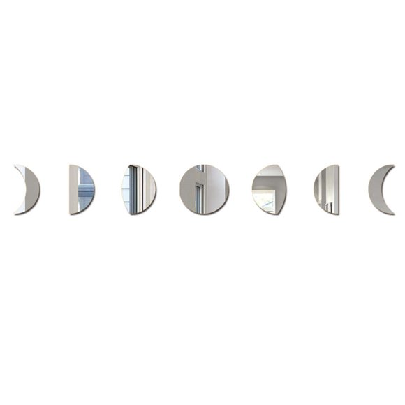 1 Set Moon Phase Acrylic Mirror Wall Art Decoration Ornament For Home Office