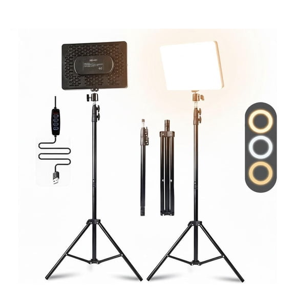 Zomei 10" LED Video Light Kit with 63" Tripod Stand - Dimmable Studio Lighting for YouTube/TikTok/Live Streaming