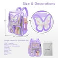 thumbnail image 2 of SANMADROLA Clear Backpack Heavy Duty Transparent Bookbag Teen Girlish Cute Bag Large Capacity See Through Backpacks Stadium Approved Daypack for Middle School College Sport/Travel, Purple Butterfly, 2 of 9