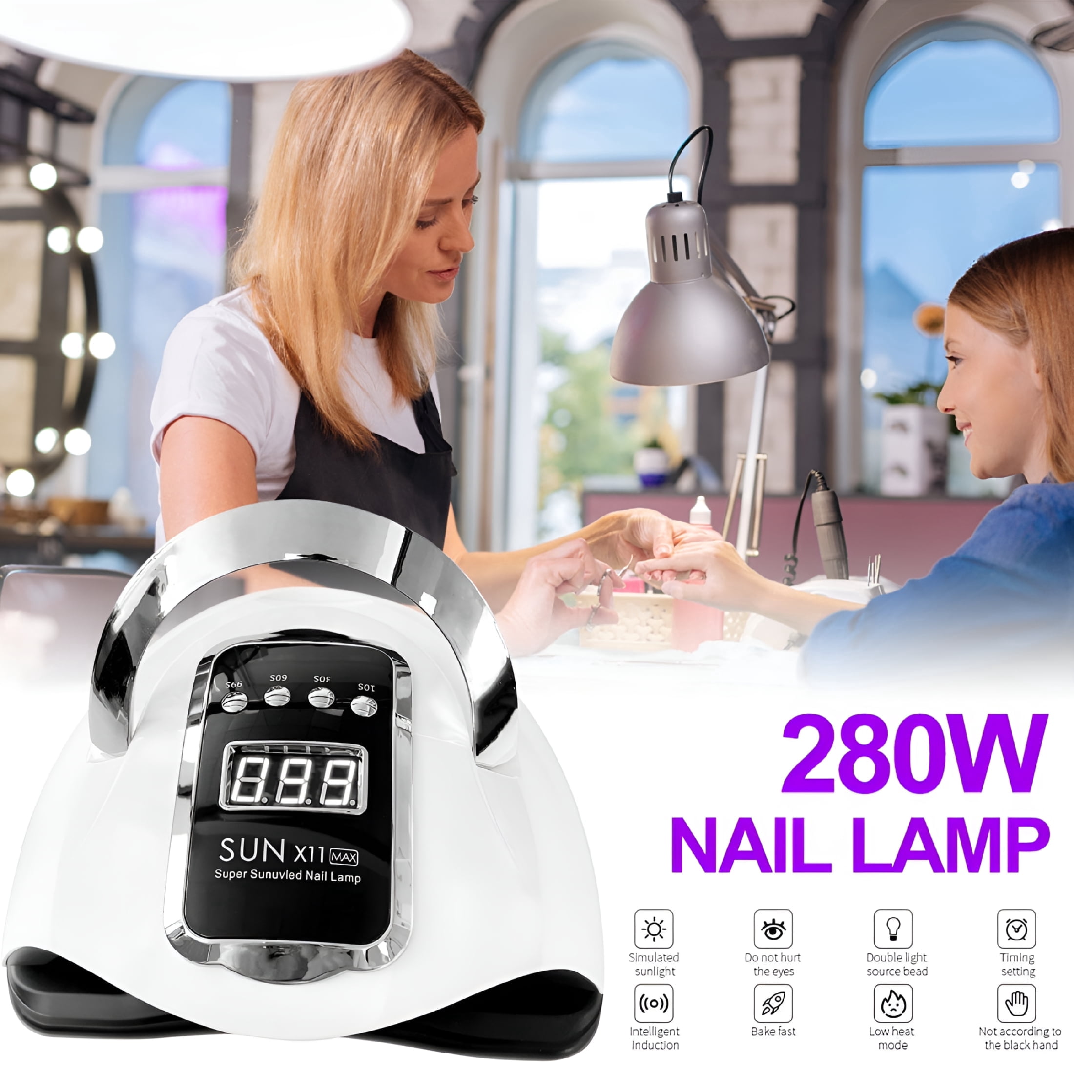 HIBIBUD 2026 New Uv Nail Lamp Uv Light for Gel Nails 280W Nail Curing Lamps Automatic Sensor Nail Dryer Light with 4 Timer Setting, White, 66 Led Light