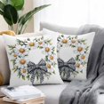 thumbnail image 3 of Outdoor Pillow Cover Bow Daisy Set of 2 Waterproof Throw Pillowcases Watercolor Wreath Decorative Patio Furniture Pillows for Couch Garden Indoor & Outdoor Use, 3 of 9