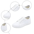 thumbnail image 7 of Women's Walking Shoes Mens Round Toe Classic Lace up Flat Canvas Shoes Antislip Low Top Fashion Sneakers White Size 7.5, 7 of 7