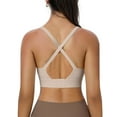 thumbnail image 4 of COMVALUE Sports Bras for Women, Criss Cross Back Medium Support Bras Strappy Yoga Workout Bra with Pads (Beige, XL), 4 of 7