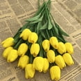 thumbnail image 3 of 20pcs Artificial Tulips Flowers Fake Faux PU Tulip Bouquet Real Touch Flower Arrangement for Home Room Office Party Wedding Decoration Excellent Gift Idea for Mothers Day (Yellow), 3 of 14