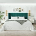thumbnail image 2 of Sha Cerlin King Size Upholstered Platform Bed Frame with Velvet Channel Wingback Headboard, Lake Blue, 2 of 9