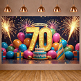 thumbnail image 6 of Golden Glitter 70th Birthday Banner Colorful Balloons Display Firework Design Gift Box Decor Birthday Party Backdrop for 70th Birthday Party Indoor Celebration Family Gathering, 6 of 9