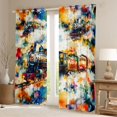 thumbnail image 2 of Manfei Cartoon Train Kitchen Curtains,Multicolor Smoke Pattern Black Out Curtains Pack of 2 (42x63 Each), 2 of 7