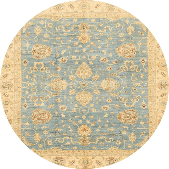 Ahgly Company Machine Washable Indoor Round Abstract Brown Gold Area Rugs, 6' Round