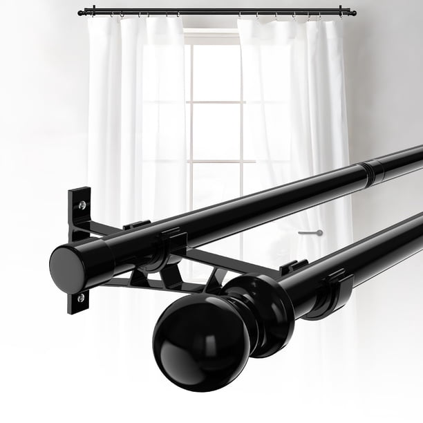 Barras de cortina dobles para ventanas de 16 a 36 pulgadas diámetro 1 pulgada opacas doble barra resistentes ajustables decorativas de 28 a 88 pulgada