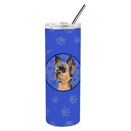 

Caroline s Treasures WDK1218TBL20 Yorkie Black and Gold Design2 Stainless Steel 20 oz Skinny Tumbler Blue 20 oz