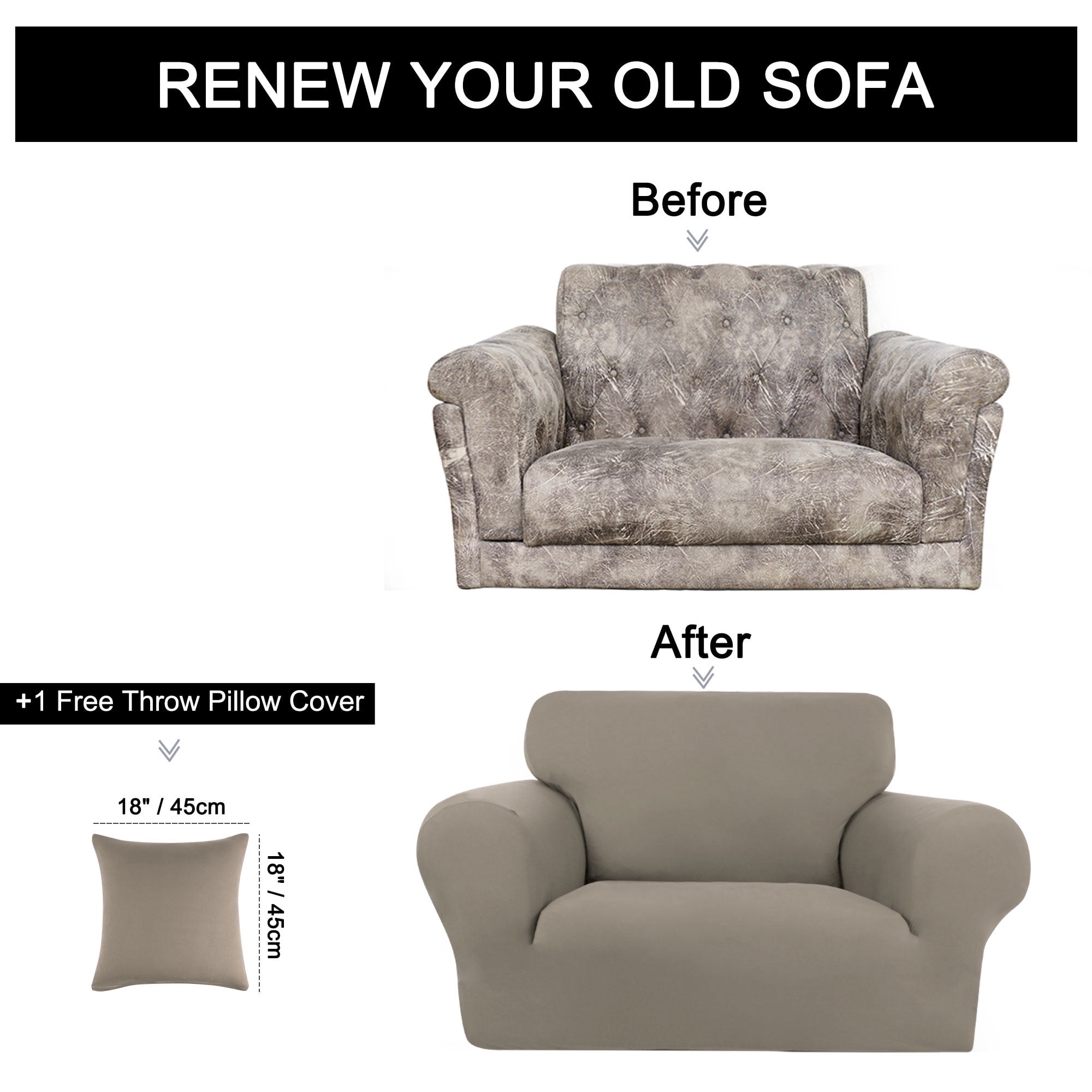 Unique Bargains Solid 1/2/3 Seater Sofa Cover Stretch Couch Slipcover Beige Armchair