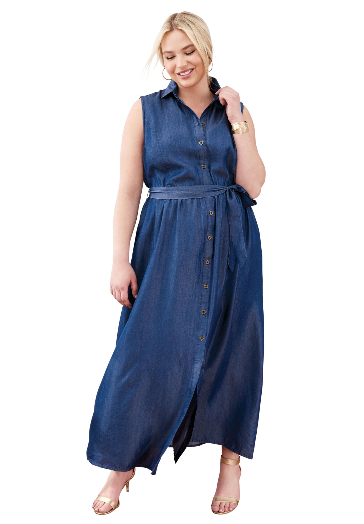 Flare Maxi Dress Soft Denim 