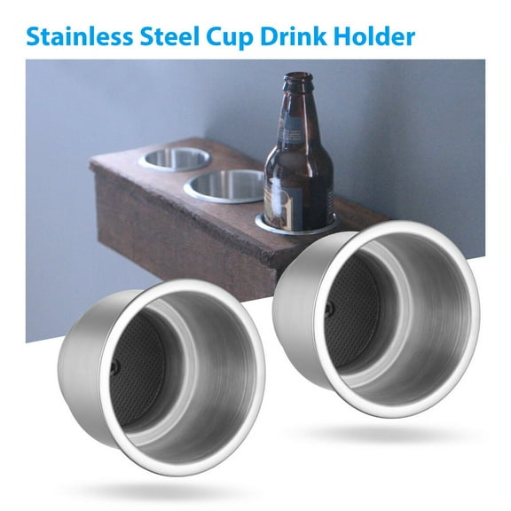 2Pcs Stainless Steel Cup Drink Holders for Marine Boat Car Truck Camper RV W Drain