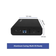 Vantec NexStar JX USB 3.2 Gen1x1, 3.5 or 2.5” SATA III HDD/SSD Drive Enclosure with eSATA - Aluminum casing, ABS Plastic - Black NST-358SU3-BK