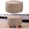 thumbnail image 5 of Round Ottoman Covers Footstool Protector Covers Stretch Fabric Storage Ottoman Covers, High Slipcover Machine Khaki, 5 of 5