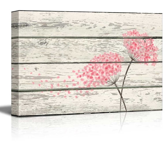 Wall26 - Flowering Pink Blowing in Wind Artworkd- Rustic Canvas Wall Art Home Decor - 16x24 inches