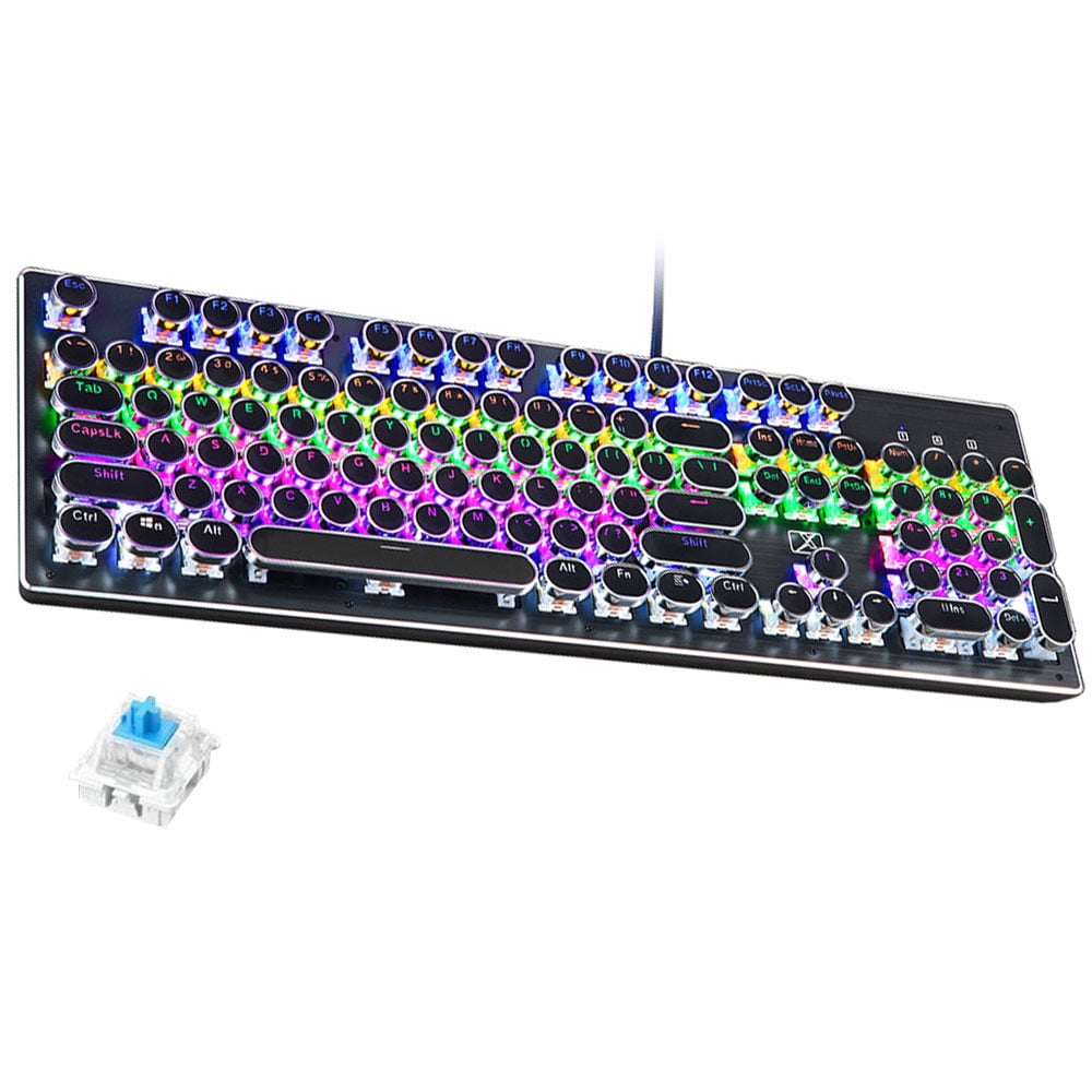 keyboard 104 key retro steam light punk keyboard,White waterproof Punk mechanical keyboard mechanical shaft