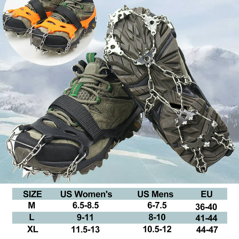 Asdomo Crampons, Ice Cleats For Shoes And Boots, Anti Slip 24 Spikes  Grippers Shoe Spikes Grips Traction For Ice Snow, Winter Hiking Climbing Ice  Fishing 