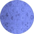 thumbnail image 1 of Ahgly Company Indoor Round Oriental Blue Industrial Area Rugs, 3' Round, 1 of 4