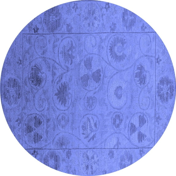 Ahgly Company Indoor Round Oriental Blue Industrial Area Rugs, 3' Round