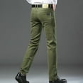 thumbnail image 6 of Mnyotv Trouser Male Jeans Regular Fit Comfort Stretch Knit Denim Jeans Straight Leg Casual Pants For Men Green 30, 6 of 7