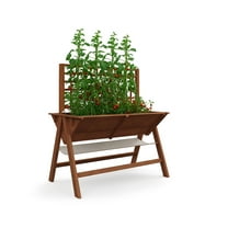 RIEDHOFF 52x30x54in Raised Garden Bed with Legs,Wooden Elevated Raised Garden Beds Outdoor for Growing Vegetables and Herbs,with Trellis for Vine Climbing Plants|Multi-Functional,Acorn Brown