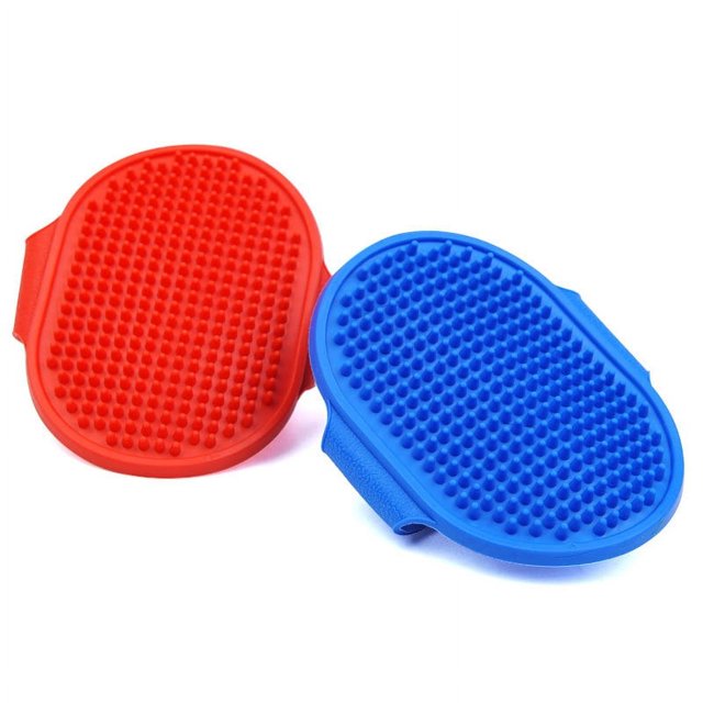 2 uds cepillo de baño de goma ovalado para perros y mascotas, cepillo para masajes de baño para perros, suministros de belleza para limpieza de gatos