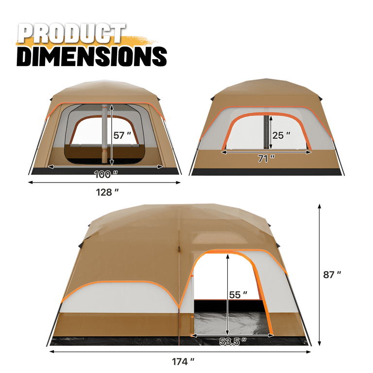 Camping Tent 8-10 Person Instant Family Outdoor Double Layer Tent