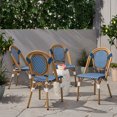 thumbnail image 2 of GDF Studio Kazaria Outdoor French Bistro Chairs , Set of 4, Blue, White, and Bamboo Finish, 2 of 7