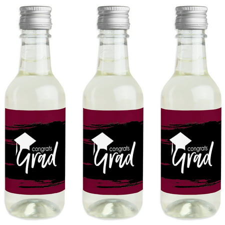Maroon Grad - Best is Yet to Come - Mini Wine and Champagne Bottle Label Stickers - Burgundy Graduation Party Favor