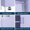thumbnail image 5 of Multipurpose Lockable Accent Cabinet Locker with Glass and Metal Doors, 3-Tier Organizer with 2 Adjustable Shelves, for Home, Entryway and Hallway Purple, 33"H x 29.5"W x 13.8"D, 5 of 9