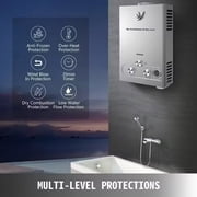 Tankless Water Heater LPG Propane with Digital Display, 4.3GPM 16L Portable Instant Hot Gas Water Heater for Indoor and Camping