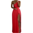 thumbnail image 4 of Vestido de mujer de moda casual de verano sin mangas de color sólido con un solo hombro Pompotops ghjkhdj18346, 4 of 5