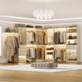 thumbnail image 3 of Homieasy Closet system with 5 wooden drawers, 7 hanging rods and corner tower, corner closet system with hanging, 132" L-shaped walk-in wardrobe organizer, 2000+ lbs capacity, set of 3, White Oak, 3 of 7