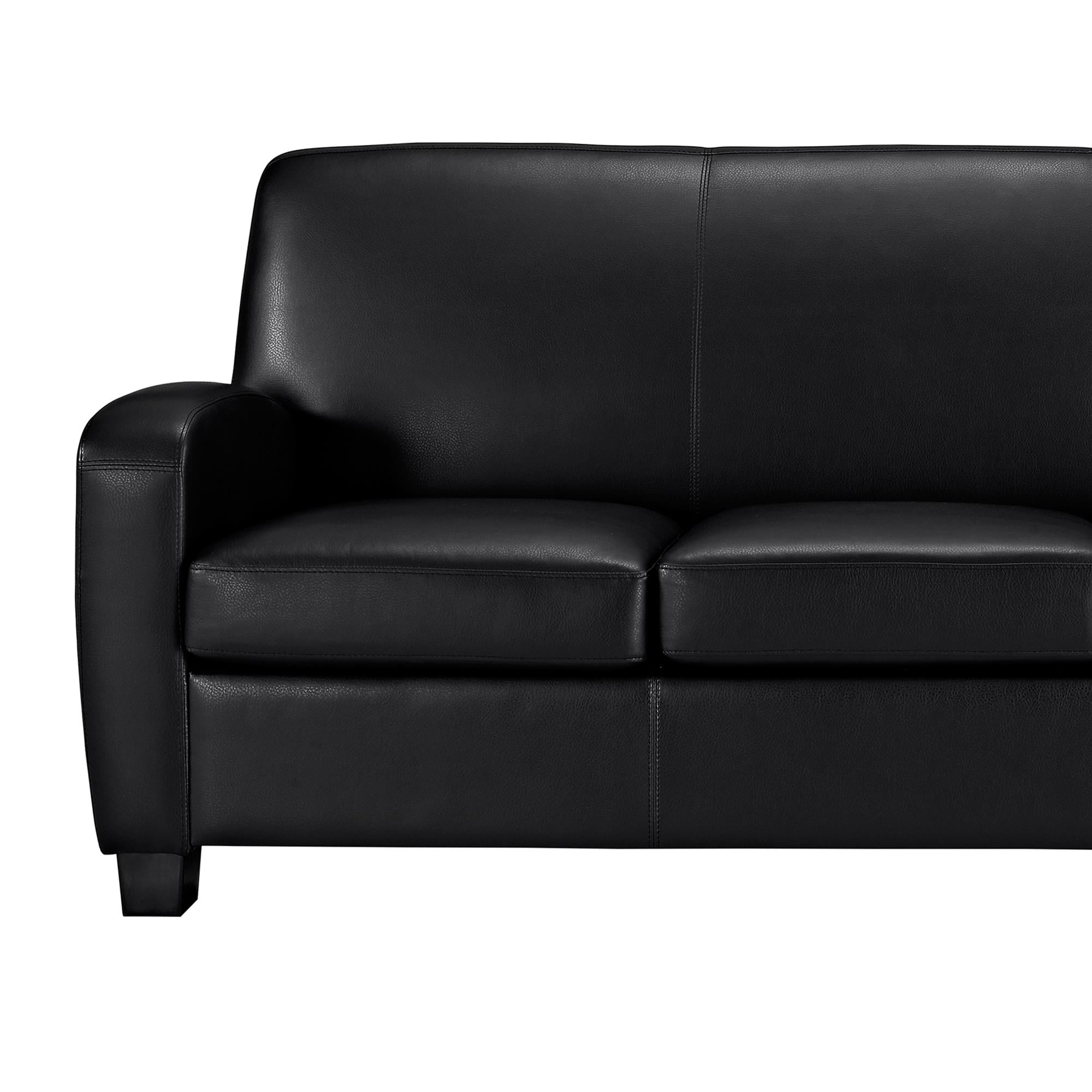Mainstays Faux Leather Sofa Black