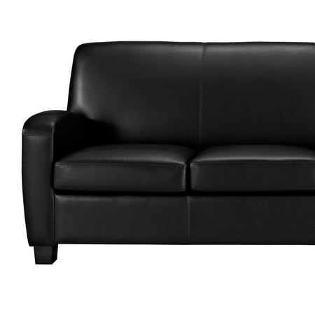 Mainstays Faux Leather Sofa Black, Inexpensive Faux Leather Sofas