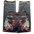 thumbnail image 1 of Womens Polyester Printed Oversized Baggy Wide Leg High Waist Full Length Jeans, 1 of 10