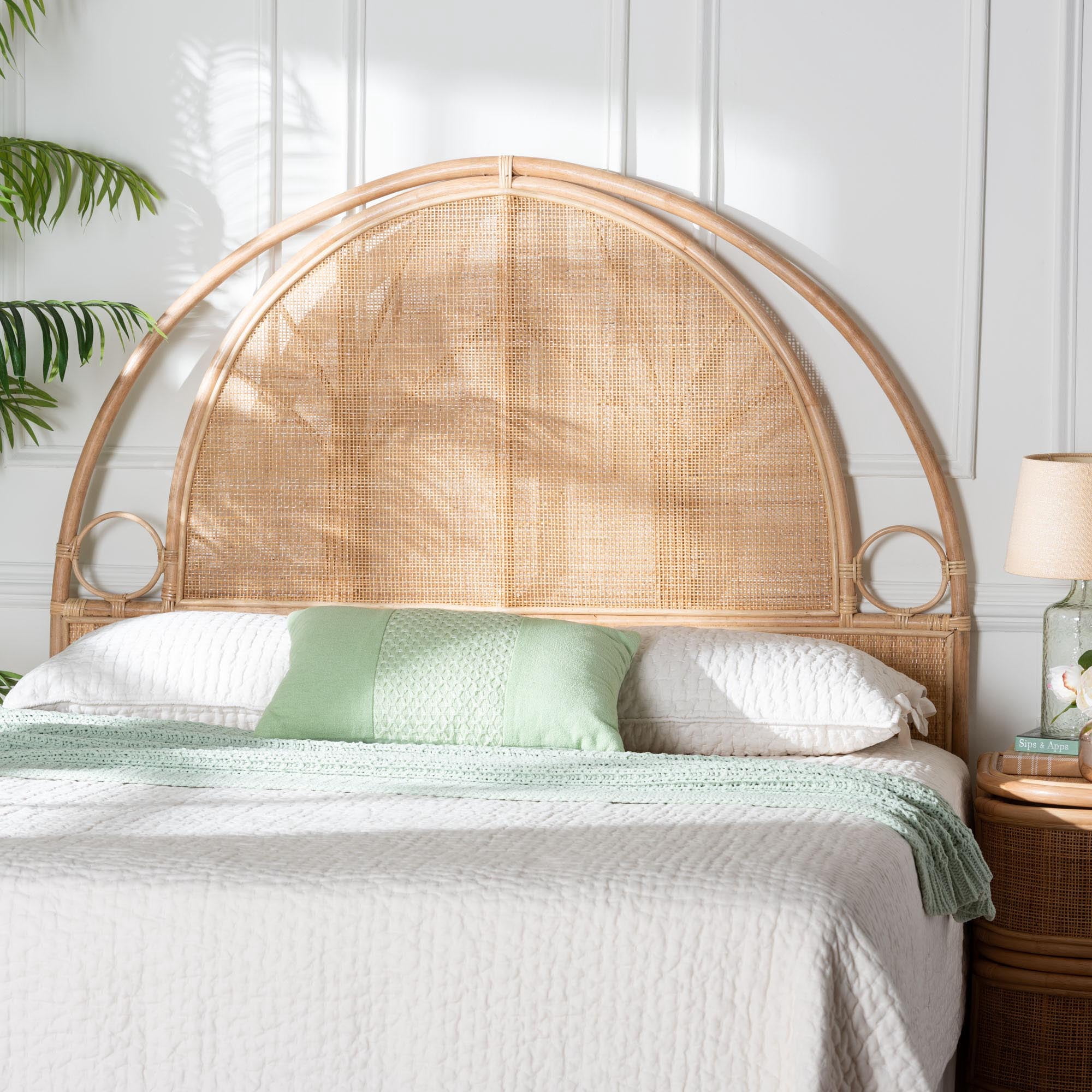 bali & pari Kang Boho Standalone Headboard, Queen, Natural Rattan