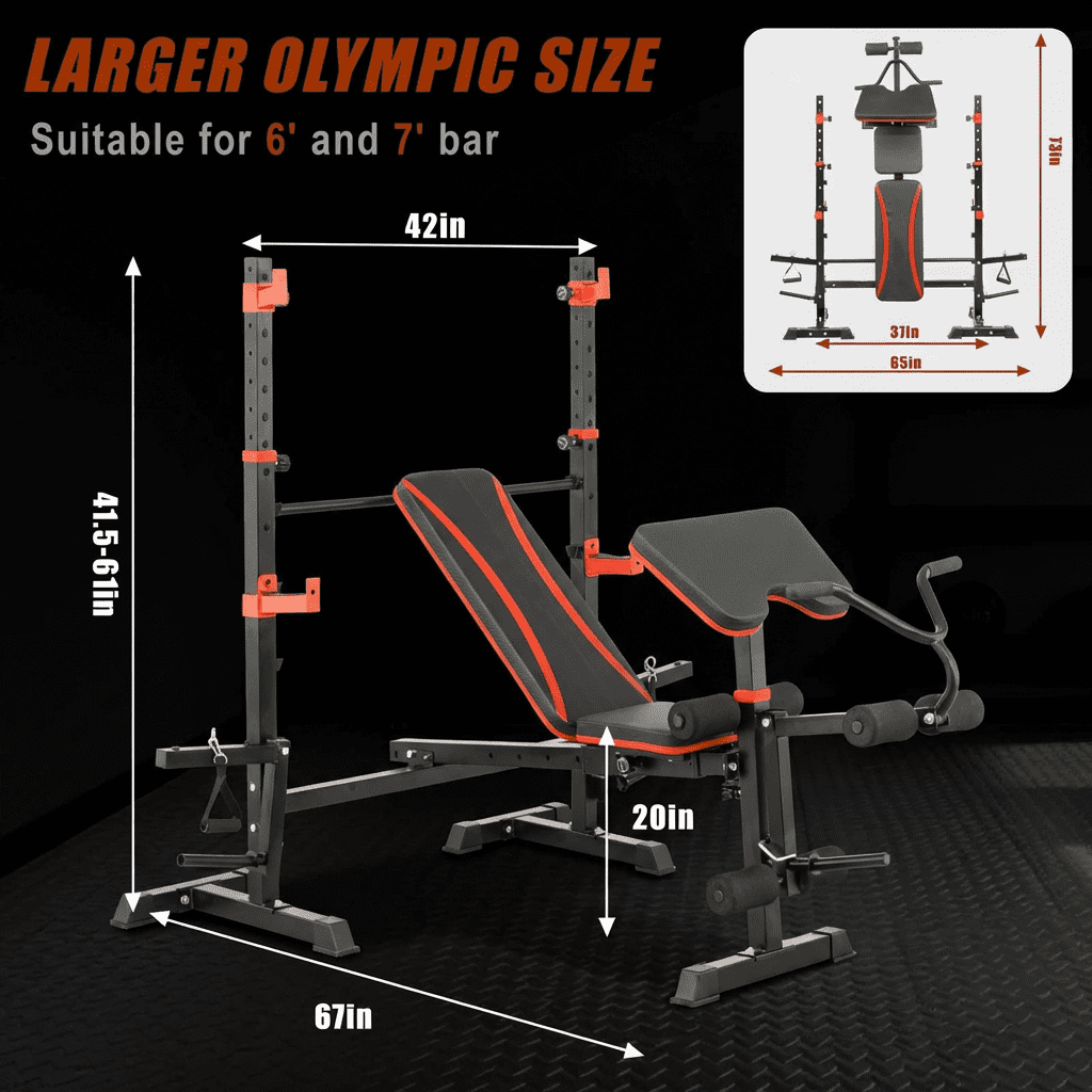 PUATUL 1500LBS All in One Weight Bench Set with Squat Rack Adjustable Workout Bench with Leg Developer Preacher Curl Rack Fitness Strength Training Bench for Home Gym