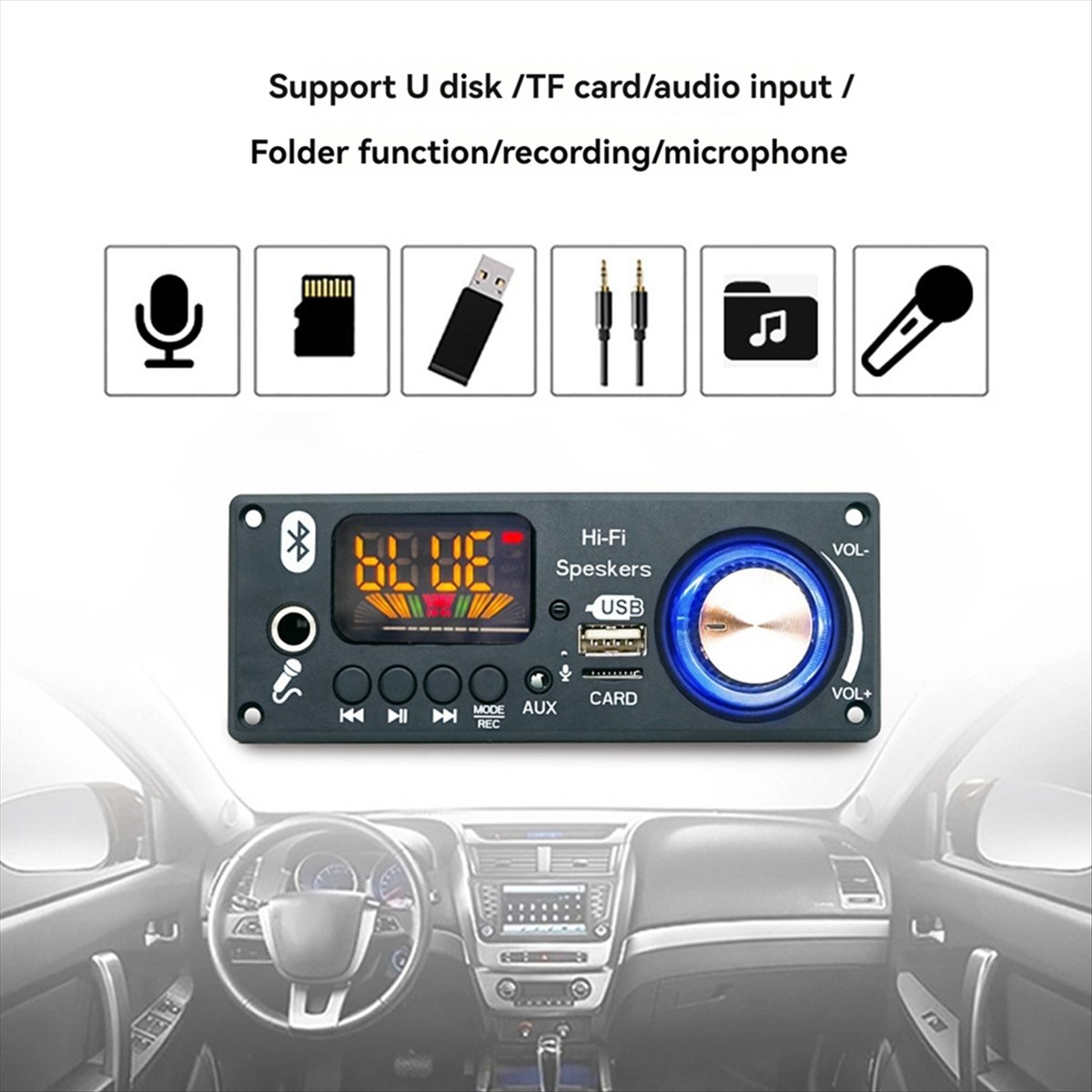 Bluetooth Audio Decoder Amplifier Board 2x80W 160W Amplifier Audio Player 12V DIY MP3 Player Car FM Radio Module TF USB