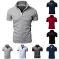 thumbnail image 3 of Lovskoo Shirts for Men Collared Short Sleeve Summer Solid Color Button Lapel Casual Top Vacation Beach Summer Tops Red, 3 of 3