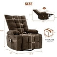 thumbnail image 3 of IDEALHOUSE Sofa Bed Swivel Rocker Recliner Chair with Massage and Heat Oversize Ergonomic Single Sofa for Living Room Brown 21in Seat, 3 of 6
