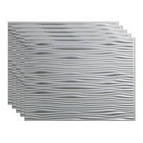 FASÄDE Waves Decorative Vinyl 18in x 24in Backsplash Panel in Argent Silver (5 Pack)