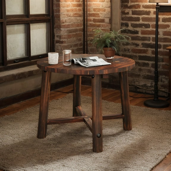 GVN Outdoor Coffee Tables,Patio Center Tables,Patio End Table with Solid Wood Structure for Garden Deck Poolside and Indoors-Brown