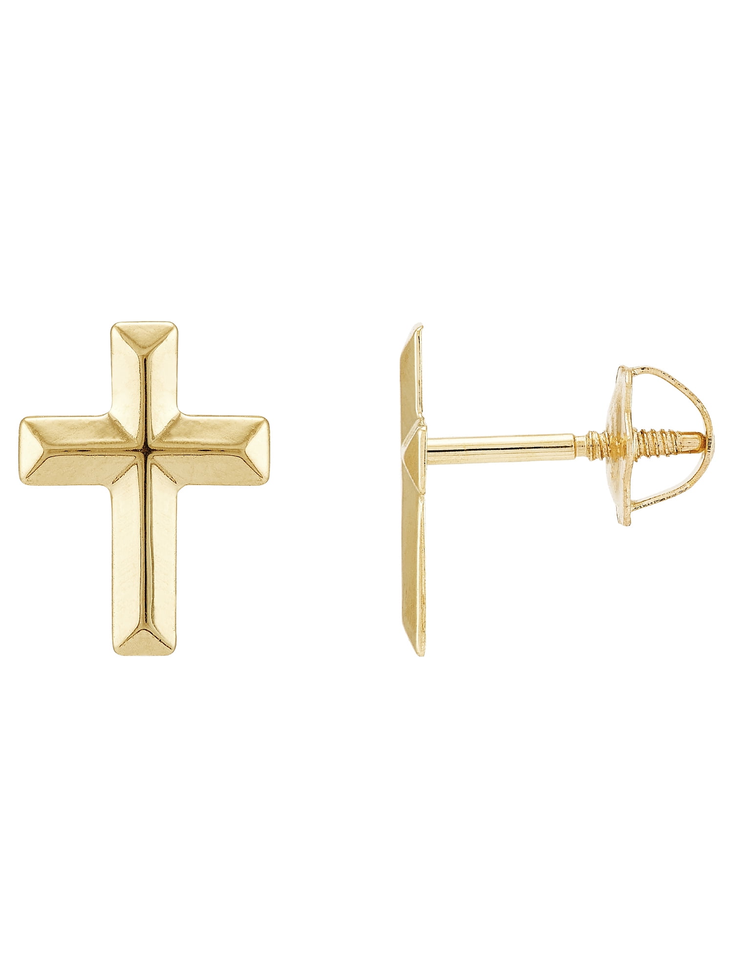 Brilliance Fine Jewelry Children's 10K Yellow Gold Cross Earrings